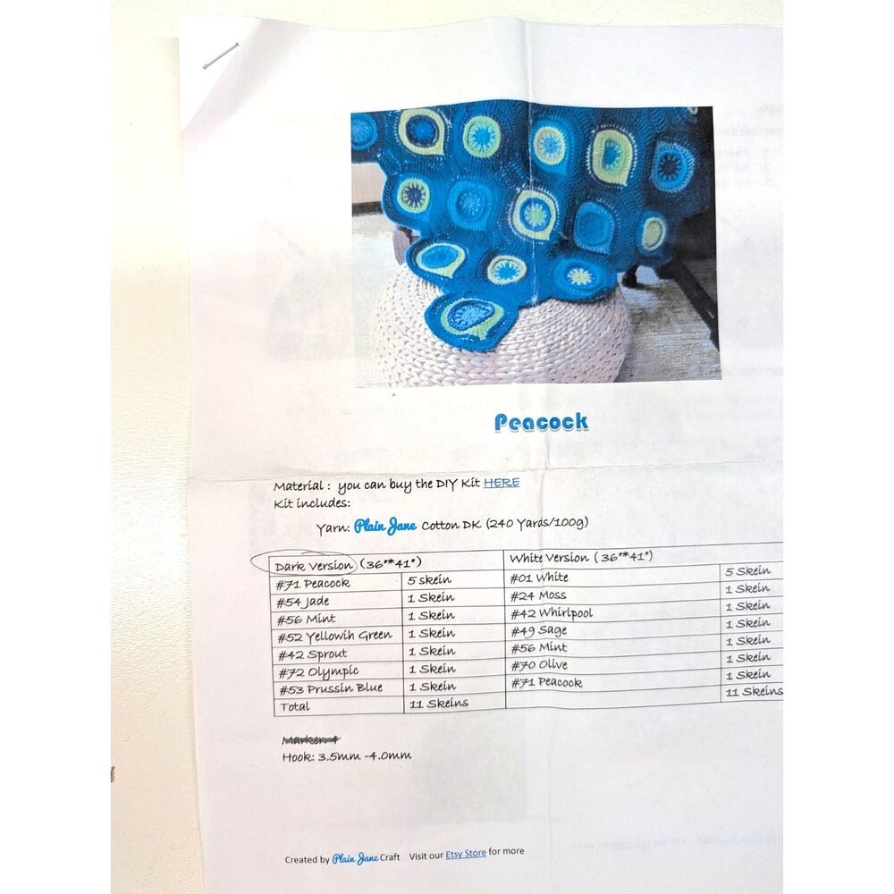 Peacock Blanket/Throw Crochet Kit - Picture 4 of 5